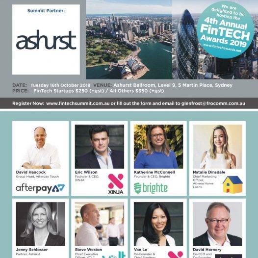 5th Annual FinTech Summit 2018 – 16 October, 2018 – Sydney