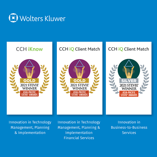 Wolters Kluwer acknowledged as business and industry innovators for CCH iKnow and CCH iQ Client Match