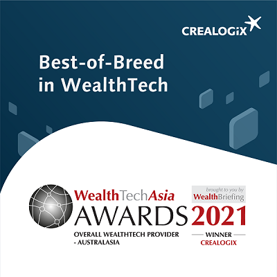 CREALOGIX crowned winner in ‘Overall WealthTech Provider (Australasia)’ at The WealthTechAsia Awards 2021