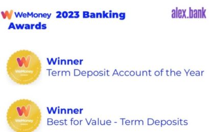 Alex Bank recognised as Term Deposit Account of the Year at the 2023 WeMoney Banking Awards