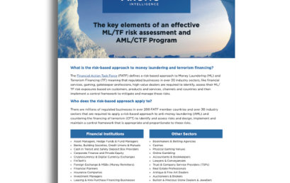 The key elements of an effective ML/TF risk assessment and AML/CTF Program