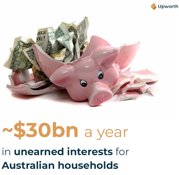 Australian households missing out on up to $30 billion in unearned interest on savings deposits